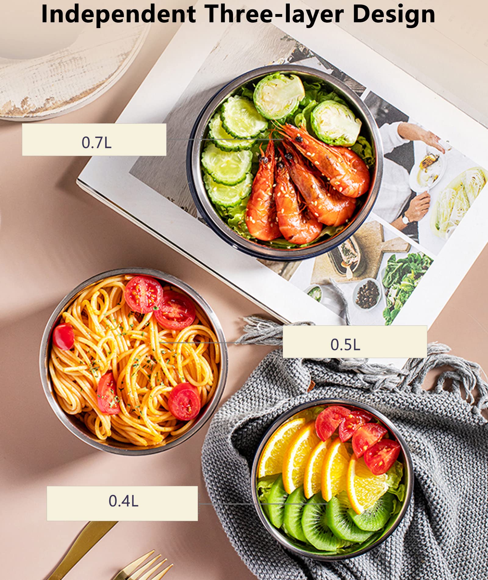 Amazon｜大人用の加熱ランチボックス、304ステンレス鋼を使用した電動